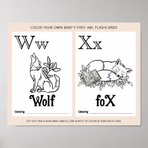 ABC Flashcards Baby shower Kleurplaten Activiteite Poster