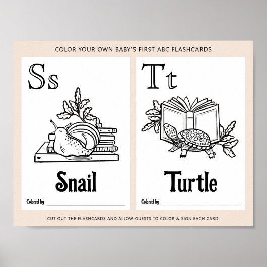 ABC Flashcards Baby shower Kleurplaten Activiteite Poster (Voorkant)