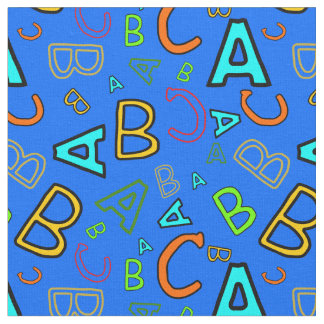ABC Fun Learning Patroon op blauw Stof