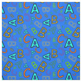 ABC Fun Learning Patroon op blauw Stof (Swatch)
