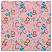 ABC Fun Learning Patroon op roze Stof (Swatch)