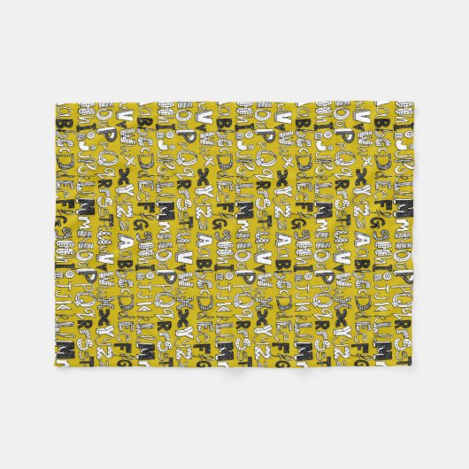 ABC geel Fleece Deken (Voorkant (Horizontaal))