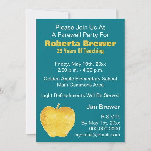 ABC Golden Apple pensionering uitgeschakeld Kaart (Achterkant)