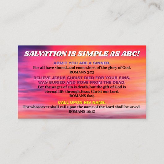 ABC Gospel Christelijke KJV Schrift Visitekaartje (Voorkant)