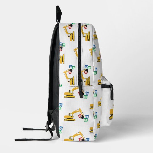 ABC graafmachine constructie vrachtwagenschool Bedrukte Rugzak (Links)