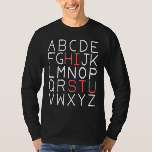 ABC Hallo STUdent Alfabet Terug naar School Pre K T-shirt