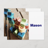 ABC Houten Blokken met Kinder naam Zitkaarten Briefkaart (Voorkant / Achterkant)