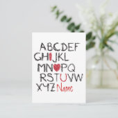ABC I Hart U gepersonaliseerd Briefkaart (Staand voorkant)