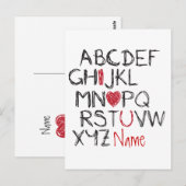 ABC I Hart U gepersonaliseerd Briefkaart (Voorkant / Achterkant)