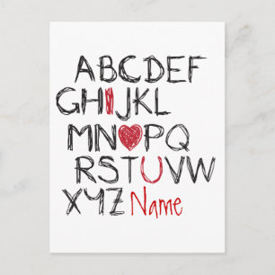 ABC I Hart U gepersonaliseerd Briefkaart