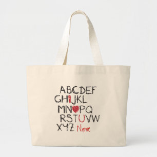 ABC I Hart U gepersonaliseerd Grote Tote Bag