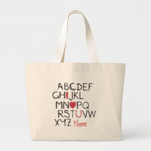 ABC I Hart U gepersonaliseerd Grote Tote Bag (Voorkant)