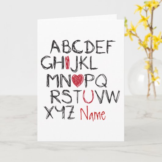 ABC I Hart U gepersonaliseerd Kaart (Gele Bloem)