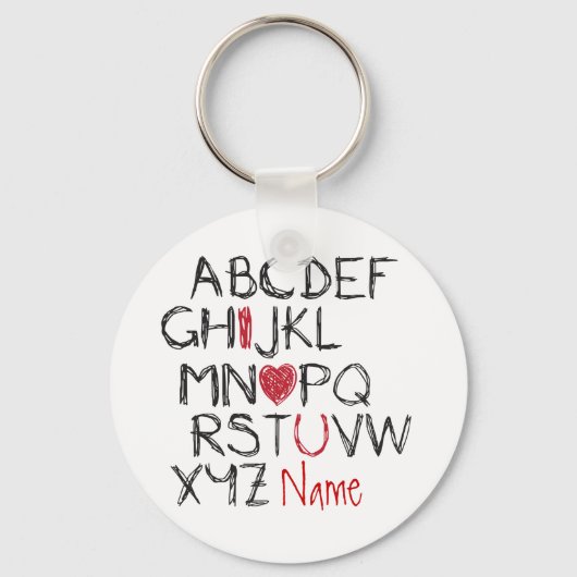 ABC I Hart U gepersonaliseerd Sleutelhanger (Voorkant)