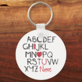 ABC I Hart U gepersonaliseerd Sleutelhanger (Voorkant)