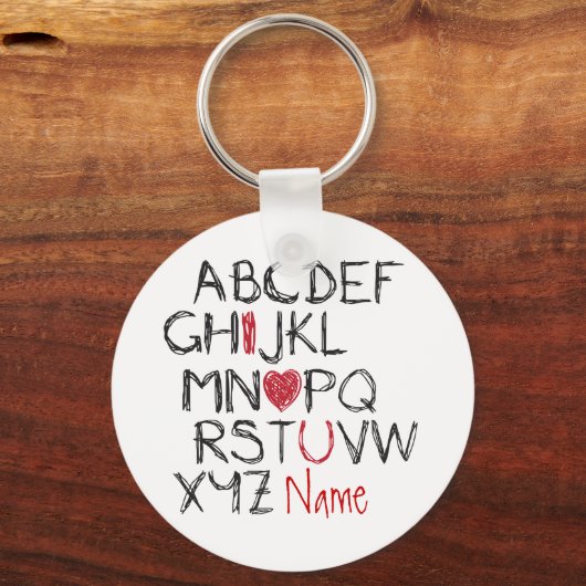 ABC I Hart U gepersonaliseerd Sleutelhanger (Voorkant)