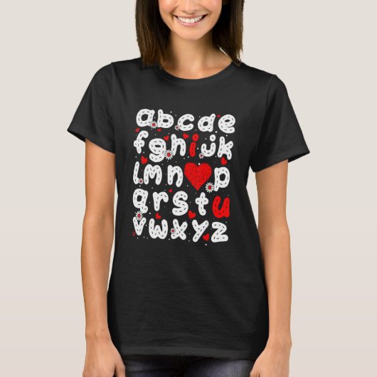 ABC I Love You Alphabet Funny Valentijnsdag Heer T-shirt (Voorkant)