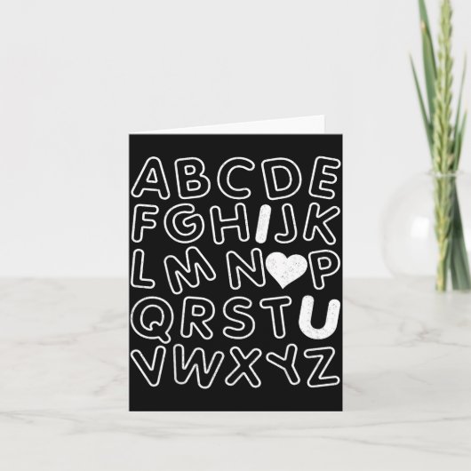 Abc I Love You Alphabet Teachers Day Valentines Da Kaart (Voorkant)