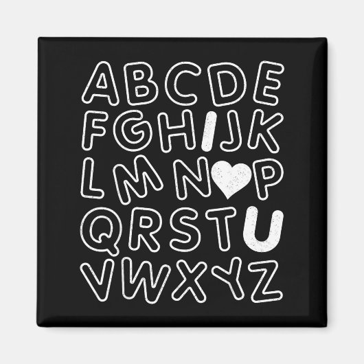 Abc I Love You Alphabet Teachers Day Valentines Da Magneet (Voorkant)