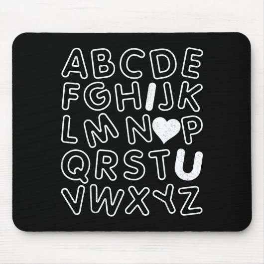 Abc I Love You Alphabet Teachers Day Valentines Da Muismat (Voorkant)