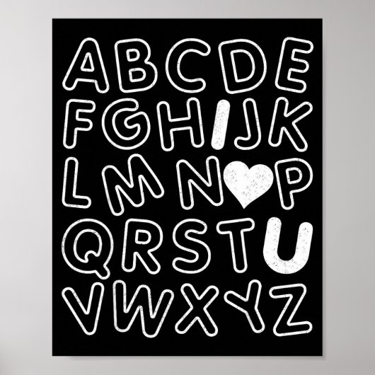 Abc I Love You Alphabet Teachers Day Valentines Da Poster (Voorkant)
