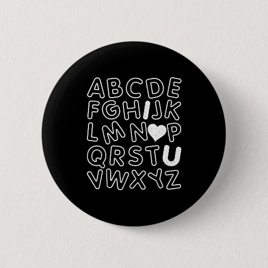 Abc I Love You Alphabet Teachers Day Valentines Da Ronde Button 5,7 Cm (Voorkant)