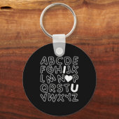 Abc I Love You Alphabet Teachers Day Valentines Da Sleutelhanger (Voorkant)