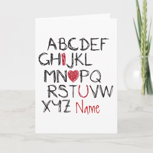 ABC Ik Hou Van Jou Persoonlijk Kaart (Voorkant)