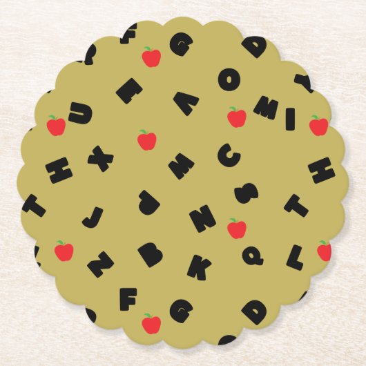 ABC Kindergarten Letter Safari Wild Tree School Kartonnen Onderzetters (Voorkant)