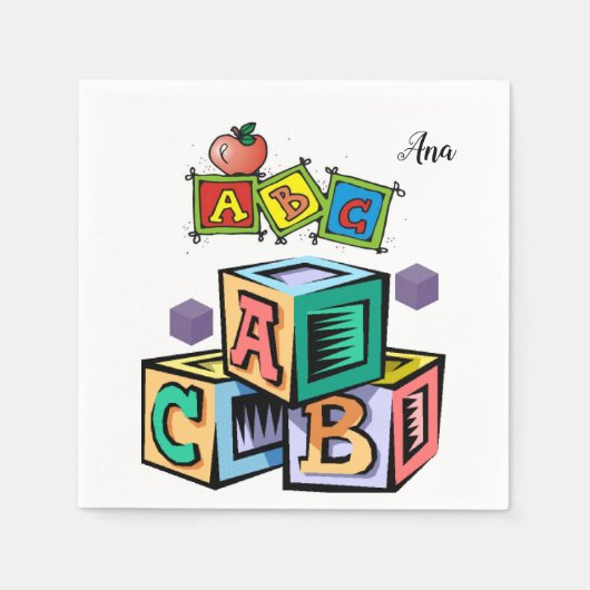 abc kinderluiers baby shower eerste verjaardag servet (Voorkant)