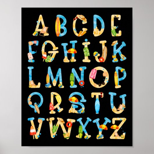 ABC kleuterschool leraar zomer strand einde van de Poster (Voorkant)