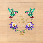 ABC Kolibrie Wederzijdse Letters Aangepaste Trouwk Acryl Uitnodigingen (Voorkant)