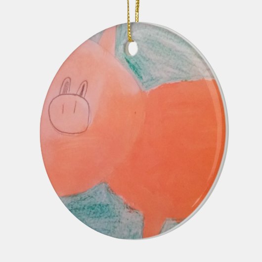 #ABC Kunst door kinderen, Roze Oranje Varkens Keramisch Ornament (Links)