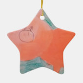 #ABC Kunst door kinderen, Roze Oranje Varkens Keramisch Ornament (Achterkant)