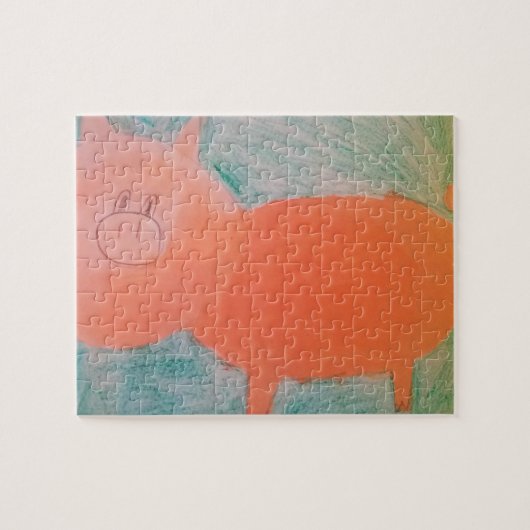#ABC Kunst door kinderen, Roze Oranje Varkens Legpuzzel (Horizontaal)