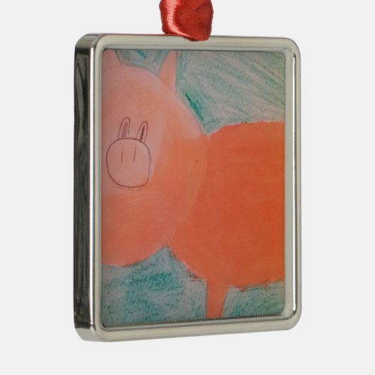 #ABC Kunst door kinderen, Roze Oranje Varkens Metalen Ornament (Rechts)