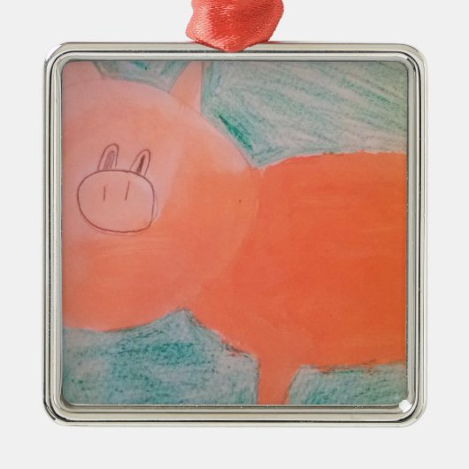 #ABC Kunst door kinderen, Roze Oranje Varkens Metalen Ornament (Voorkant)