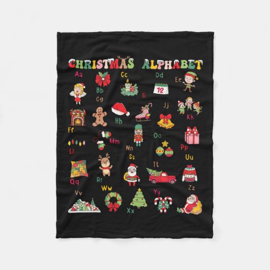 ABC Leren Kleuterjuf Kerstlicht Fleece Deken (Voorkant)