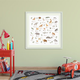 ABC leren van wilde dieren Poster
