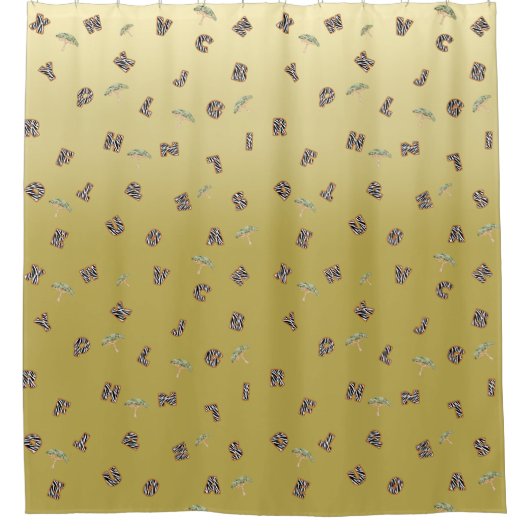 ABC Letter zebra Safari Wild Zoo Tree School kinde Douchegordijn (Voorkant)