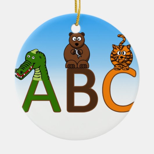 ABC-letters met schattige cartoons illustratie Keramisch Ornament (Voorkant)