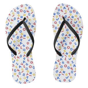 ABC Letters Rood Blauw Geel Teenslippers