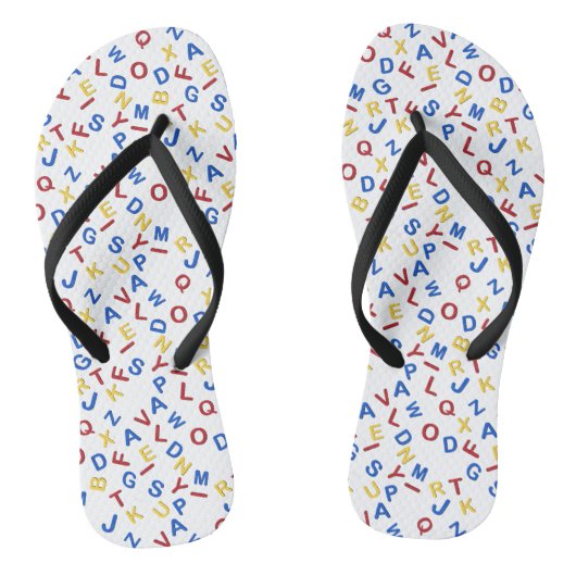ABC Letters Rood Blauw Geel Teenslippers (Voetbed)