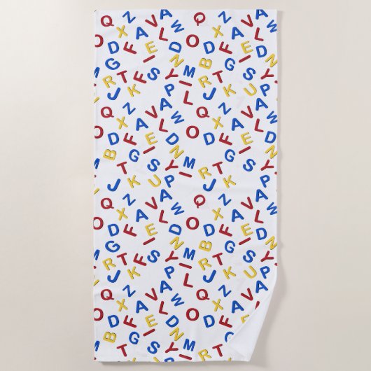 ABC Letters Rood Geel Blauw Strandlaken (Voorkant)