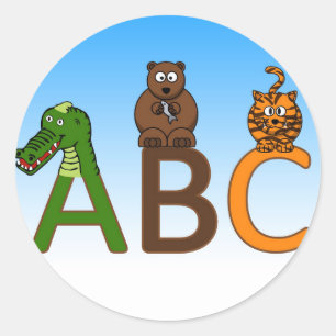 ABC letters schattig cartoon dieren illustratie Ronde Sticker