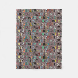 ABC mocha multi Fleece Deken