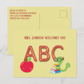 ABC Neon Letters Bookworm Briefkaart (Voorkant / Achterkant)