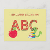 ABC Neon Letters Bookworm Briefkaart (Voorkant)