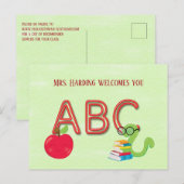 ABC Neon Letters Bookworm met Website Briefkaart (Voorkant / Achterkant)
