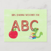 ABC Neon Letters Bookworm met Website Briefkaart (Voorkant)